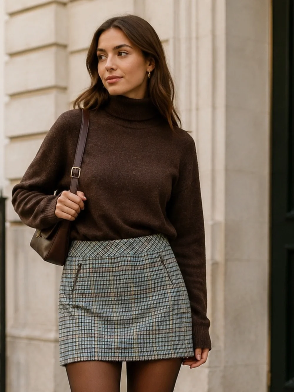 NEW Talbots Tweed Skirt Women Size 12P Plaid Zipper Accents Teal/black‎ Mini NWT